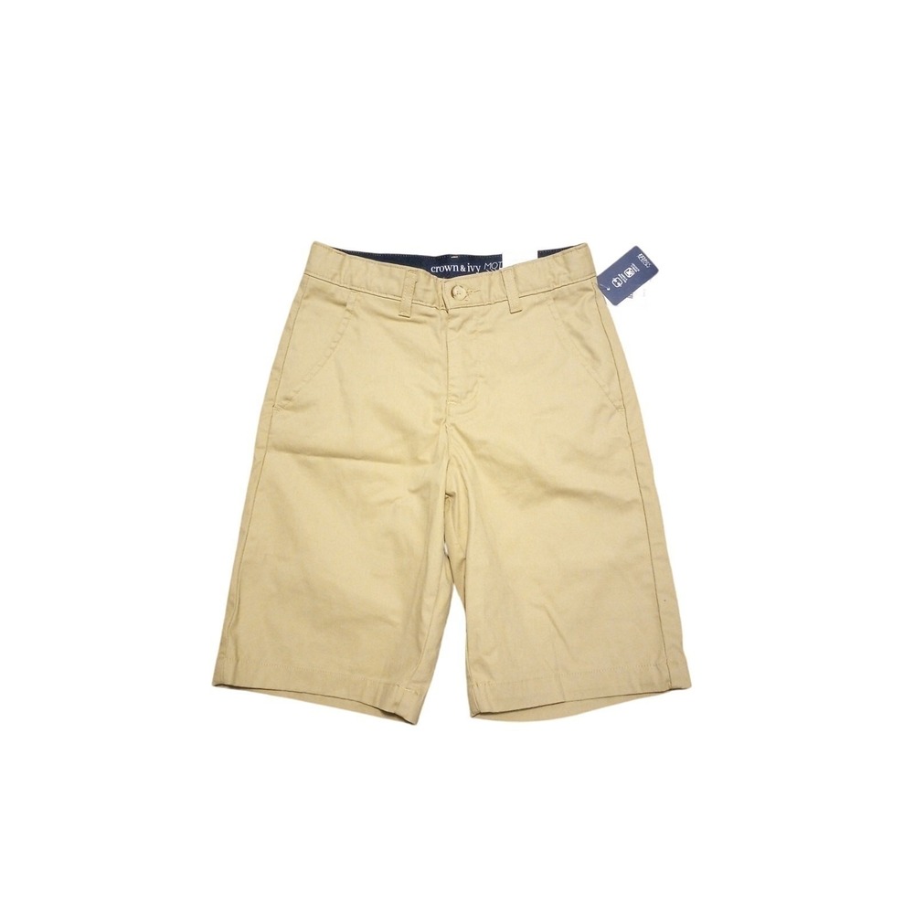 Crown & Ivy Kids Boys Khaki Motion Flex Chino Shorts Size 14 Regular NWT